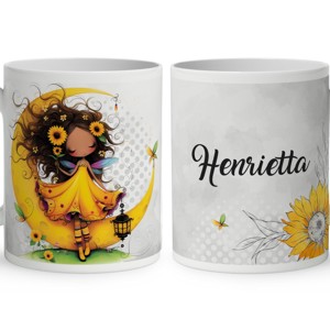 Névvel kérhető - Cuki Napraforgós tündérlány lámpással mintás bögre, Otthon & Életmód, Konyhafelszerelés, tálalás, Tálalás, Bögre & Csésze, , MESKA