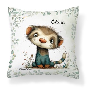 Névvel kérhető - Játékos felfedező, a vadászgörény mintás párna, Otthon & Életmód, Lakástextil, Párna & Párnahuzat, Díszpárna (belsővel együtt), , MESKA