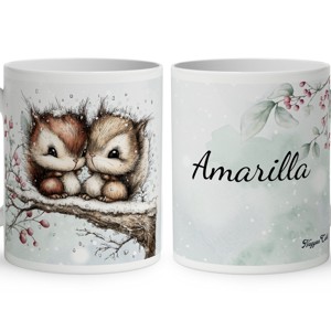 Névvel kérhető - Cuki téli mókuskák mintás bögre, Otthon & Életmód, Konyhafelszerelés, tálalás, Tálalás, Bögre & Csésze, , MESKA