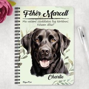 Személyre szabható - Fekete Labrador Retriever portré mintás A6-os füzet - otthon & életmód - papír, írószer - jegyzetfüzet & napló - Meska.hu