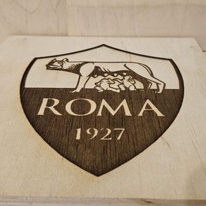 AS Roma gravírozott kép - otthon & életmód - dekoráció - asztal és polc dekoráció - gravírozott táblák - Meska.hu