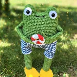 Horgolt béka, amigurumi béka - játék & sport - baba & babaház - baba - Meska.hu