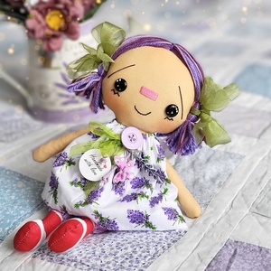 Levendula baba, rongybaba, Raggedy Ann, dekoráció - otthon & életmód - babaszoba, gyerekszoba - babaszoba, gyerekszoba - Meska.hu