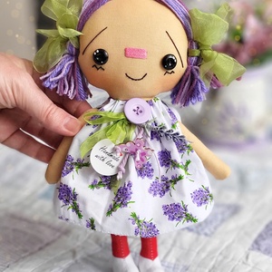 Levendula baba, rongybaba, Raggedy Ann, dekoráció - otthon & életmód - babaszoba, gyerekszoba - babaszoba, gyerekszoba - Meska.hu