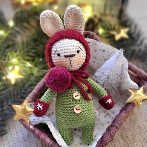 Horgolt Karácsonyi Nyuszi, amigurumi nyúl, manó - Meska.hu