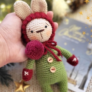 Horgolt Karácsonyi Nyuszi, amigurumi nyúl, manó - játék & sport - plüssállat & játékfigura - nyuszi - Meska.hu