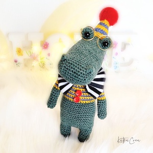 Horgolt krokodil, amigurumi állatfigura, party dekoráció, babaszoba dekoráció - játék & sport - plüssállat & játékfigura - más figura - Meska.hu