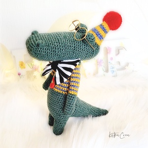 Horgolt krokodil, amigurumi állatfigura, party dekoráció, babaszoba dekoráció - játék & sport - plüssállat & játékfigura - más figura - Meska.hu