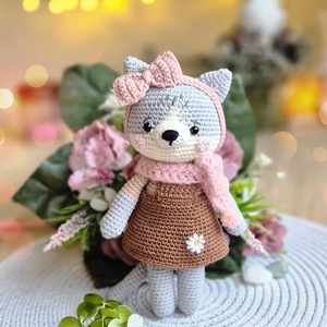 Horgolt macska, amigurumi cica, öltöztethető  - játék & sport - plüssállat & játékfigura - cica - Meska.hu