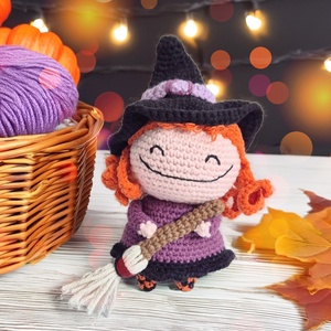 Horgolt boszorkány, amigurumi varázsló, halloween játék, őszi dekoráció - otthon & életmód - dekoráció - halloween - halloweeni figurák - Meska.hu