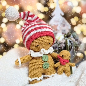 Horgolt mézi, amigurumi mézeskalács baba, karácsonyi dekoráció - Meska.hu