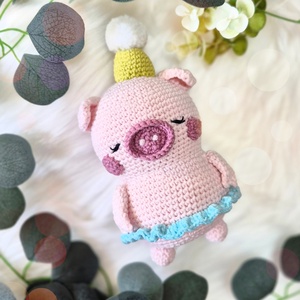 Horgolt malac, amigurumi malacka, születésnapi dekoráció - játék & sport - plüssállat & játékfigura - malac - Meska.hu