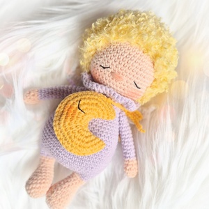  Álomőrző angyalka, horgolt őrangyal baba, amigurumi baba, angyal, alvóbaba - játék & sport - baba & babaház - baba - Meska.hu