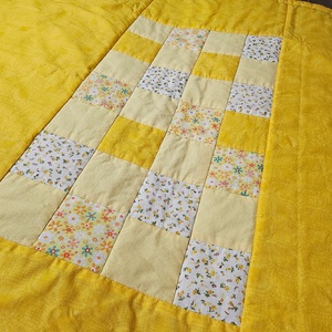 Sárga patchwork-betétes babatakaró, puha játszópléd Szet � babacipővel - baba - mama - baba ágynemű - babatakaró, gyerek pléd - Meska.hu