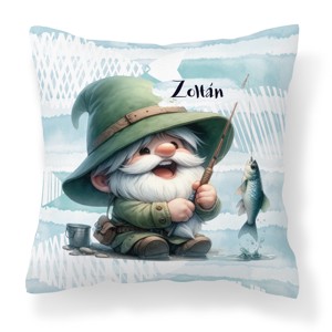Névvel kérhető - Boldog horgász manó mintás párna, Otthon & Életmód, Lakástextil, Párna & Párnahuzat, Díszpárna (belsővel együtt), , MESKA