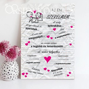 SZERELMÜNK LAPJA Ajándék tábla, Otthon & Életmód, Dekoráció, Kép & Falikép, Táblakép, , MESKA