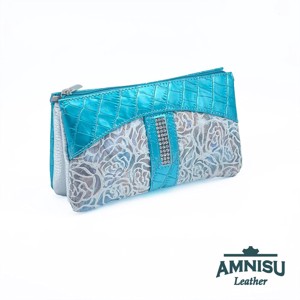 Türkizkék lakk krokkómintás - színes rózsa mintás egyenes swarovski köves női bőr pénztárca G6020-30, Táska & Tok, Pénztárca & Más tok, Pénztárca, Női pénztárca, , MESKA