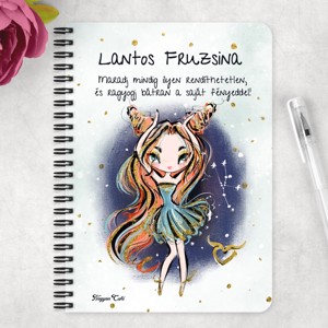 Személyre szabható - Vörös hajú Csini Bika lány mintás A5-ös füzet - otthon & életmód - papír, írószer - jegyzetfüzet & napló - Meska.hu