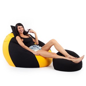 Fekete - Sárga ALL IN Bicolor XXL Babzsákfotel Garnitúra, , , MESKA