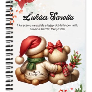 Személyre szabható - Karácsonyi Teddy maci - együtt (sál) mintás A5-ös füzet, Otthon & Életmód, Papír, írószer, Jegyzetfüzet & Napló, , MESKA