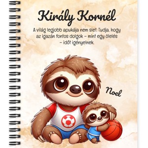 Személyre szabható - Kosaras Cuki lajhár Apa és a gyerek mintás A5-ös füzet, Otthon & Életmód, Papír, írószer, Jegyzetfüzet & Napló, , MESKA