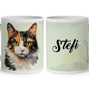 Névvel kérhető - Calico macska portré mintás bögre, Otthon & Életmód, Konyhafelszerelés, tálalás, Tálalás, Bögre & Csésze, , MESKA