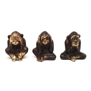 Réz figura Három bölcs majom szett óarany 4x3,5cm, Otthon & Életmód, Dekoráció, Dísztárgy, , MESKA