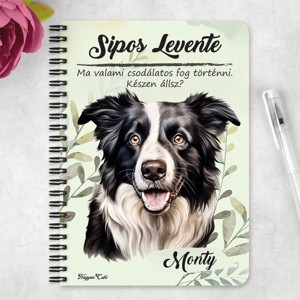 Személyre szabható - Border Collie portré mintás A6-os füzet - otthon & életmód - papír, írószer - jegyzetfüzet & napló - Meska.hu