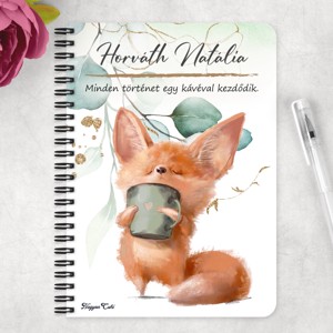 Személyre szabható - Fox Coffee mintás A6-os füzet - otthon & életmód - papír, írószer - jegyzetfüzet & napló - Meska.hu