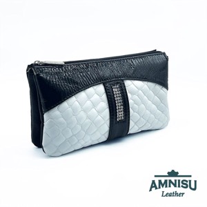 Fekete gyűrt lakk - fehér lakk krokkómintás kristály köves női pénztárca G8007-3013, Táska & Tok, Pénztárca & Más tok, Pénztárca, Női pénztárca, , MESKA