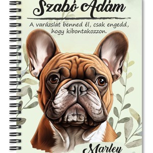 Személyre szabható - Barna francia bulldog portré mintás A5-ös füzet, Otthon & Életmód, Papír, írószer, Jegyzetfüzet & Napló, , MESKA
