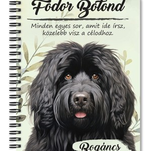 Személyre szabható - Fekete puli portré mintás A6-os füzet, Otthon & Életmód, Papír, írószer, Jegyzetfüzet & Napló, , MESKA