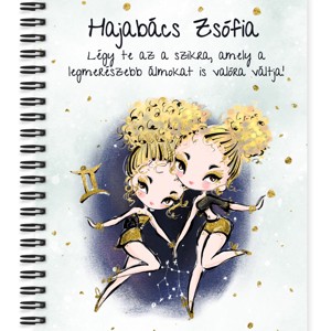 Személyre szabható - Szőke hajú Csini Ikrek lány mintás A5-ös füzet, Otthon & Életmód, Papír, írószer, Jegyzetfüzet & Napló, , MESKA