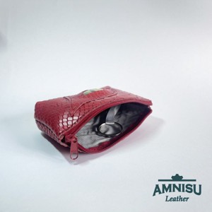 Piros krokkómintás egy cipzáras kulcstartó sárkány szemmel F5007 - táska & tok - kulcstartó & táskadísz - kulcstartó - Meska.hu