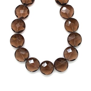 Füstkvarc fazettált kör 18x9mm, Kellékek & szerszámok, Ásvány alapanyag, Ásványfüzér, , MESKA