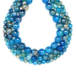 Achát hatszög faz. aura szin sáv kék golyó 6mm  ékszerkészítő alapanyag (füzér), Kellékek & szerszámok, Ásvány alapanyag, Ásványfüzér, , MESKA