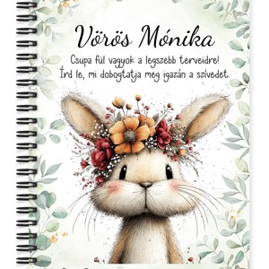 Személyre szabható - Tavasz hírnöke, a mezei nyuszi mintás A5-ös füzet, Otthon & Életmód, Papír, írószer, Jegyzetfüzet & Napló, , MESKA