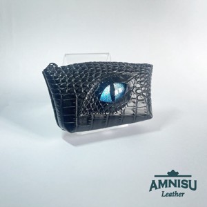 Fekete krokkómintás egy cipzáras kulcstartó sárkány szemmel F8008, Táska & Tok, Kulcstartó & Táskadísz, Kulcstartó, , MESKA