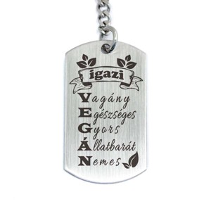 Igazi vegán acél medálos kulcstartó - táska & tok - kulcstartó & táskadísz - kulcstartó - Meska.hu