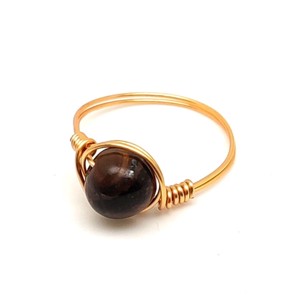 Önbizalmat erősítő tigrisszem drót gyűrű 8mm arany színű dróttal - Meska.hu