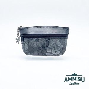 Sötét ezüst - szürke mintás kettő cipzáras kulcstartó B8001-8010 -  - Meska.hu