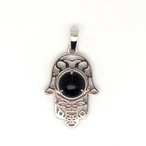 Fatima keze medál fémmel goldstone kék 2x3cm, Ékszer, Nyaklánc, Medál, , MESKA