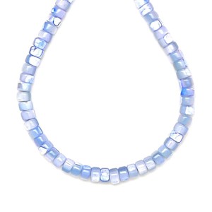 Kagyló szinezett világos kék korong 4-5x3,5mm  ékszerkészítő alapanyag (füzér), Kellékek & szerszámok, Ásvány alapanyag, Ásványfüzér, , MESKA