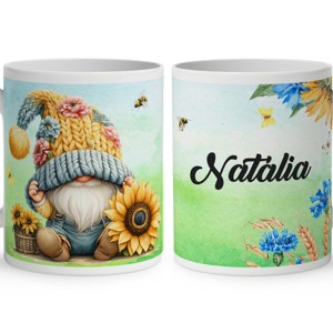 Névvel kérhető - Cuki sapkás napraforgós manó mintás bögre, Otthon & Életmód, Konyhafelszerelés, tálalás, Tálalás, Bögre & Csésze, , MESKA