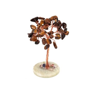 Ásványfa réz Tigrisszem jáde lapon 8cm, Otthon & Életmód, Dekoráció, Asztal és polc dekoráció, Gyöngyfa, ásványfa, , MESKA