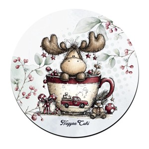 Cuki téli jávorszarvas mintás pohár alátét, , , MESKA