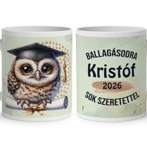 Névvel kérhető Bagoly - 2026 évi Ballagásra mintás bögre, Otthon & Életmód, Konyhafelszerelés, tálalás, Tálalás, Bögre & Csésze, , MESKA