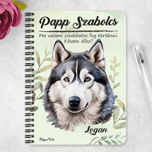 Személyre szabható - Husky portré mintás A5-ös füzet - otthon & életmód - papír, írószer - jegyzetfüzet & napló - Meska.hu