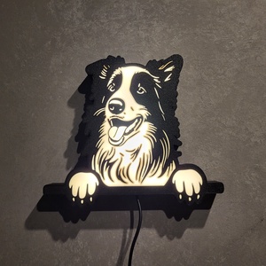 Border collie vilgító dekorció - Meska.hu