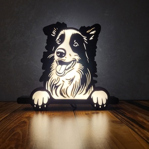 Border collie vilgító dekorció - otthon & életmód - dekoráció - dísztárgy - Meska.hu